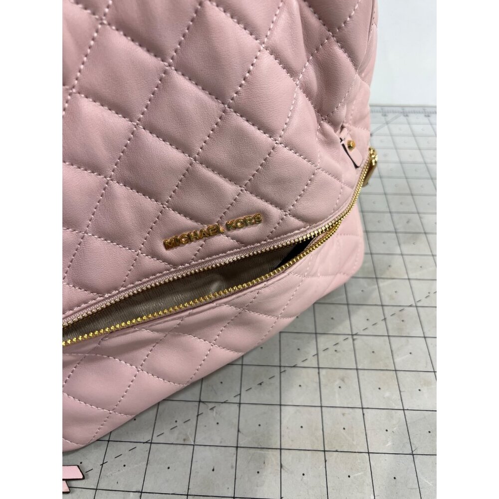 Michael Kors Quilted Pink Backpack Adjustable Gold Hardware Dust Bag - Picture 8 of 8